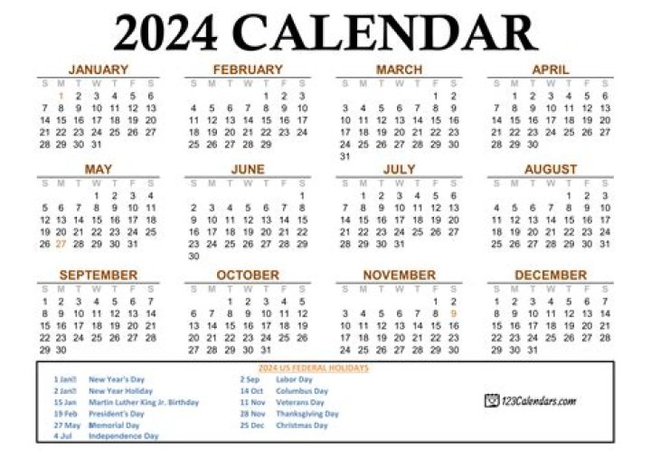 2024 Yearly Calendar