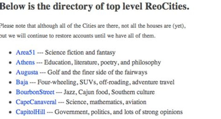A Backup Of The Now-Defunct Yahoo Geocities