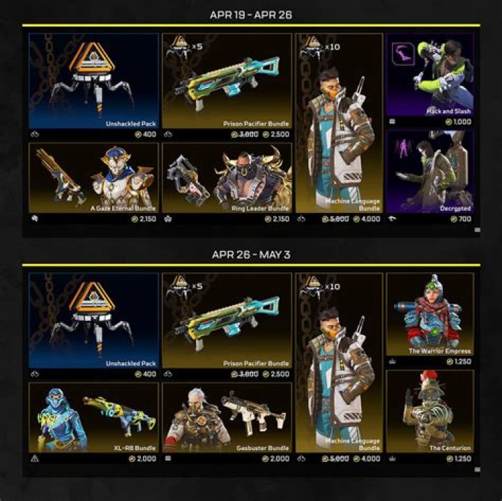 All Apex Legends Unshackled Event Legendary Skins & Tracker Prizes