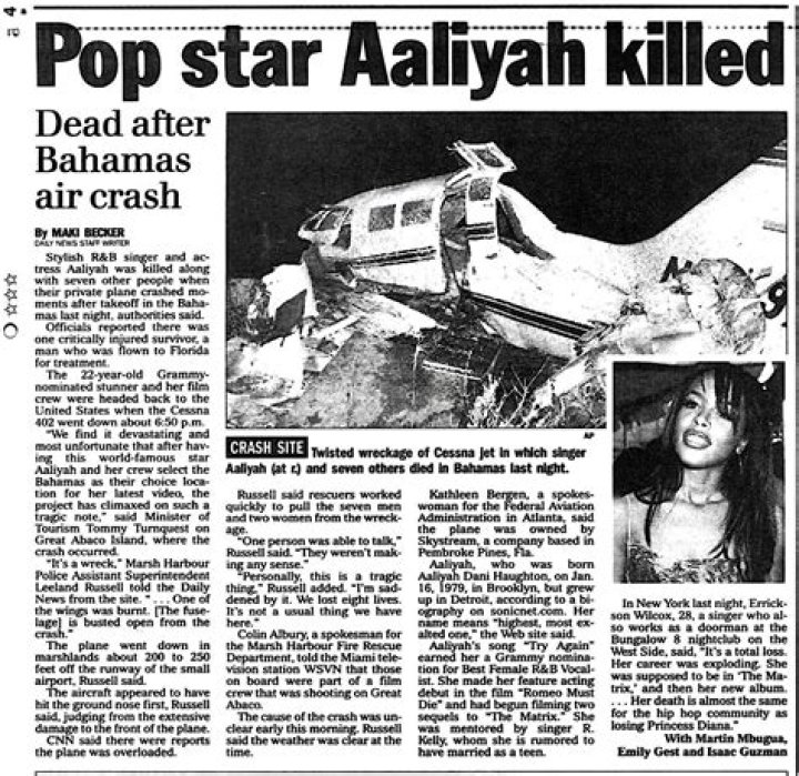 <b>Ten years ago:</b> Singer Aaliyah dies in Bahamas plane crash	