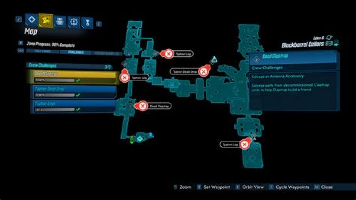 Borderlands 3 Blackbarrel Cellars challenges map guide