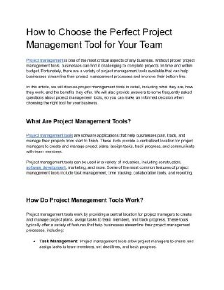 Choose the Perfect Project Management Tool