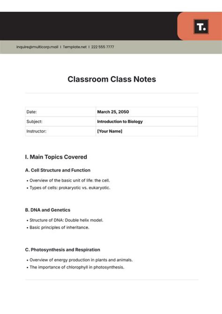 	CLASS NOTES	