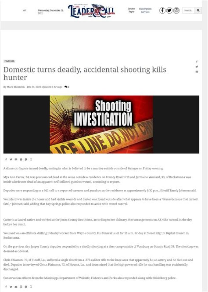 Domestic turns deadly, accidental shooting kills hunter | Free News
