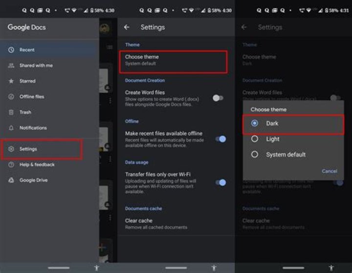 Google Docs, Sheets, and Slides Now Support Dark Mode