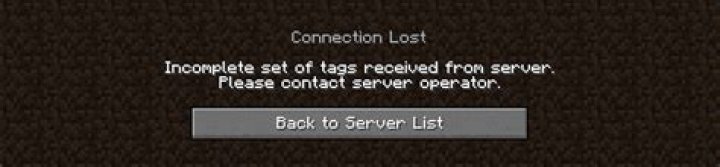 How to fix Minecraft's 'Incomplete set of tags received from server' error