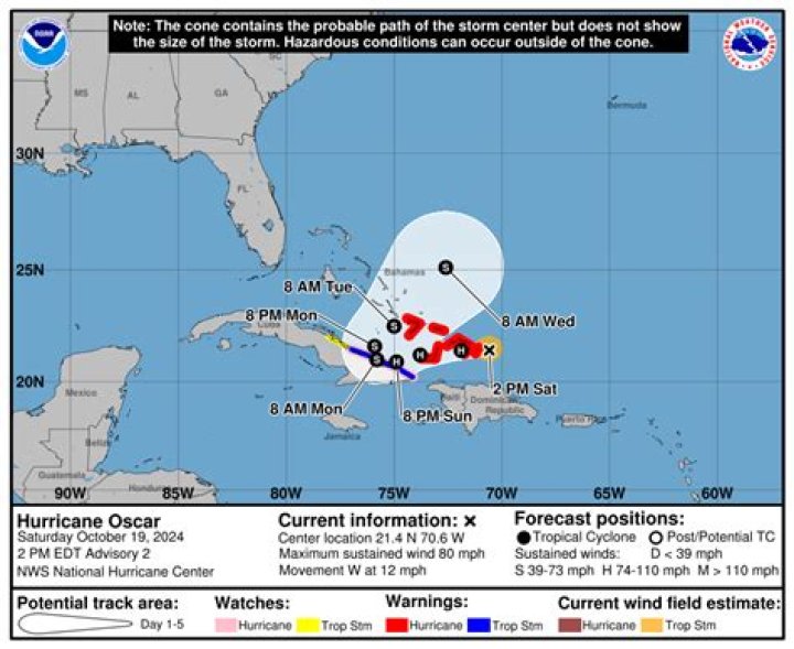 	HURRICANE KATE WARNINGS ISSUED FOR BAHAMAS	