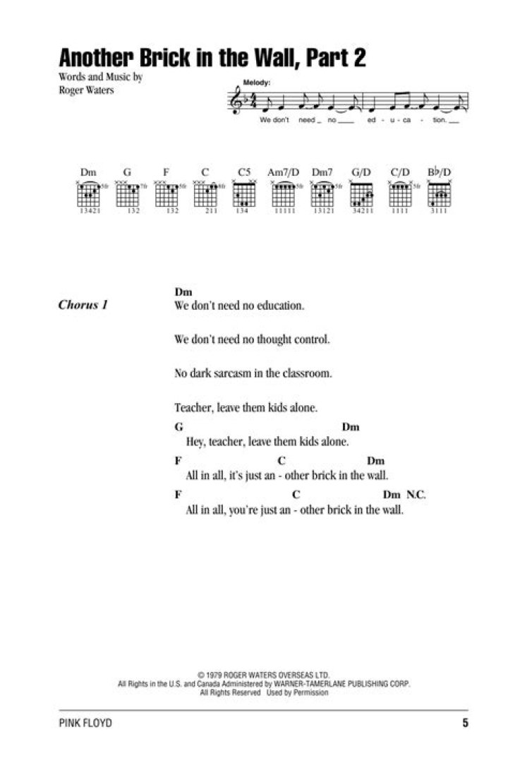 Lirik dan Chord Lagu Another Brick in the Wall, Pt. 2