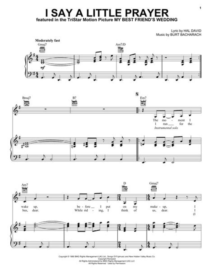 Lirik dan Chord Lagu I Say a Little Prayer