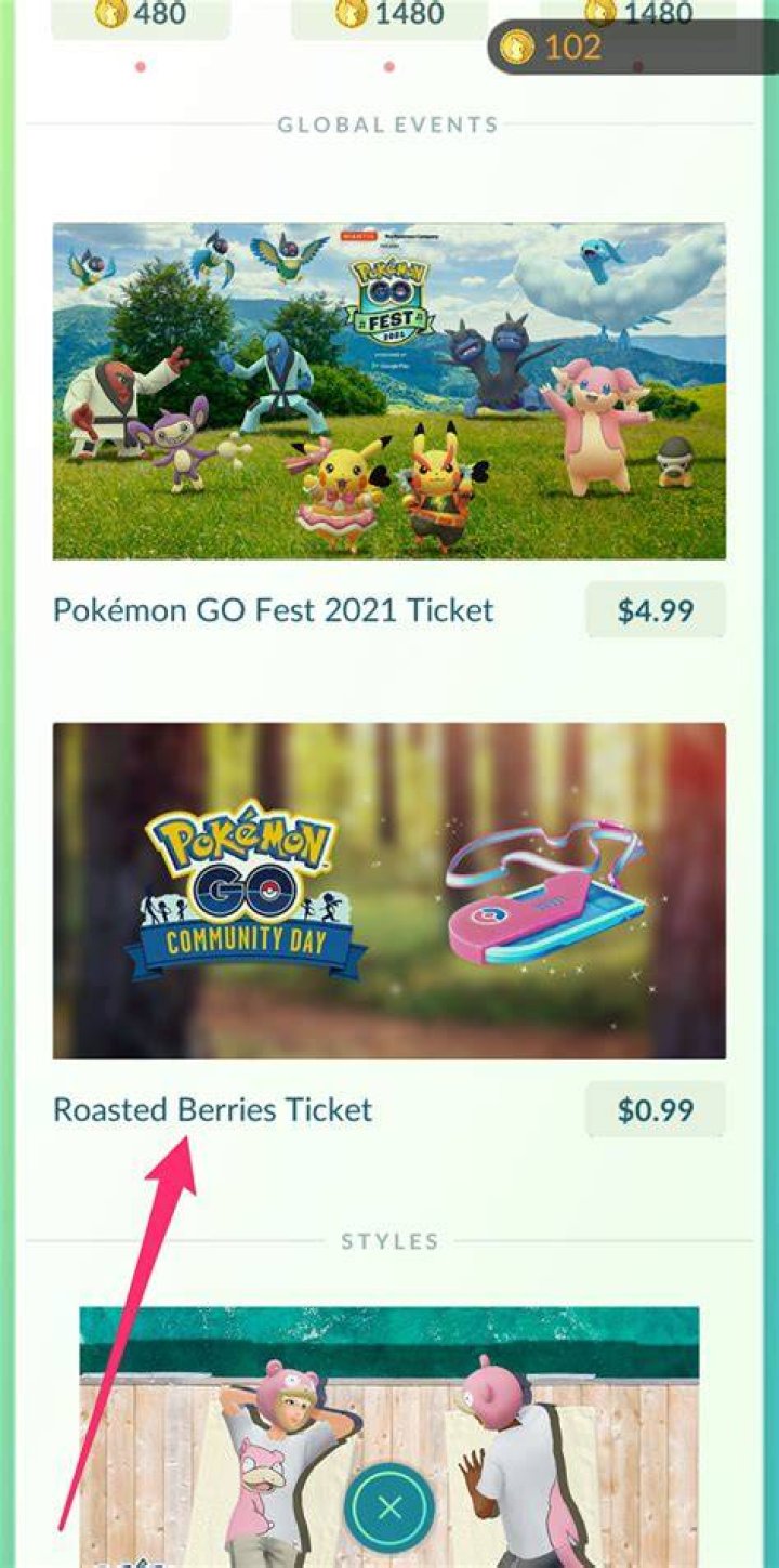 Roasted Berries Ticket Pokemon Go