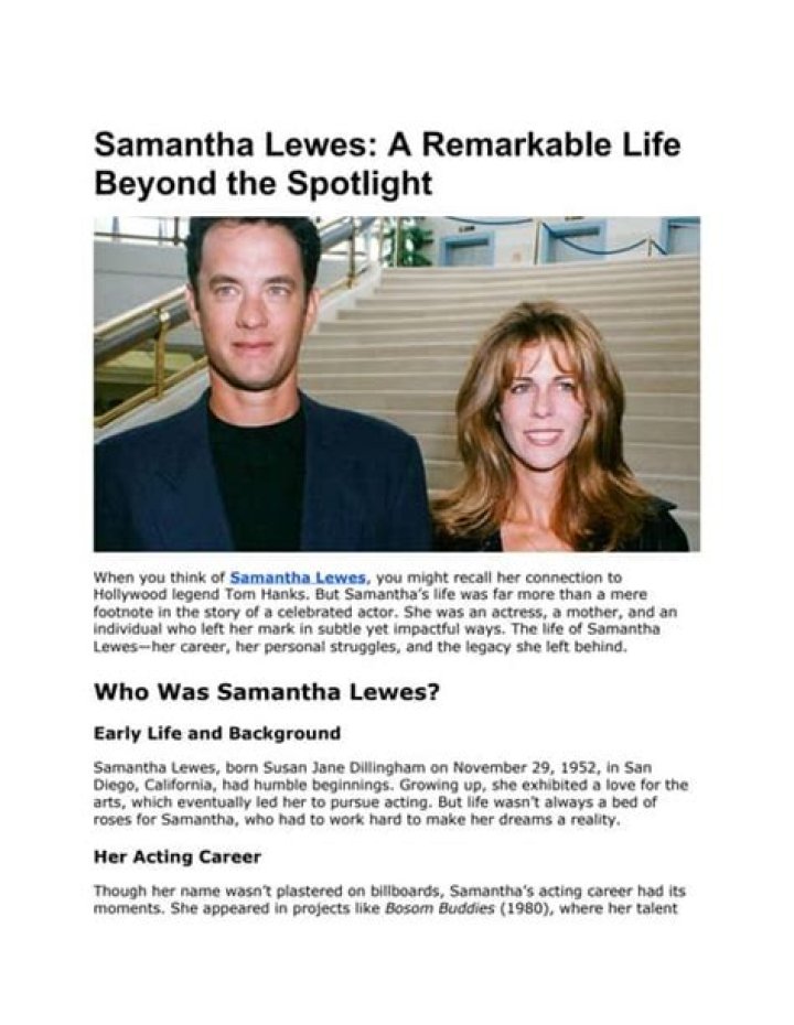Samantha Lewes: A Life Remembered