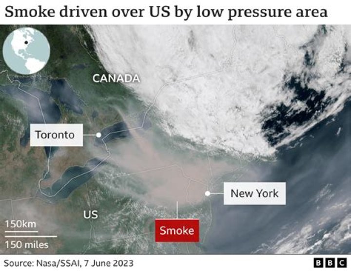 Smoke-filled NY from Canada wildfires